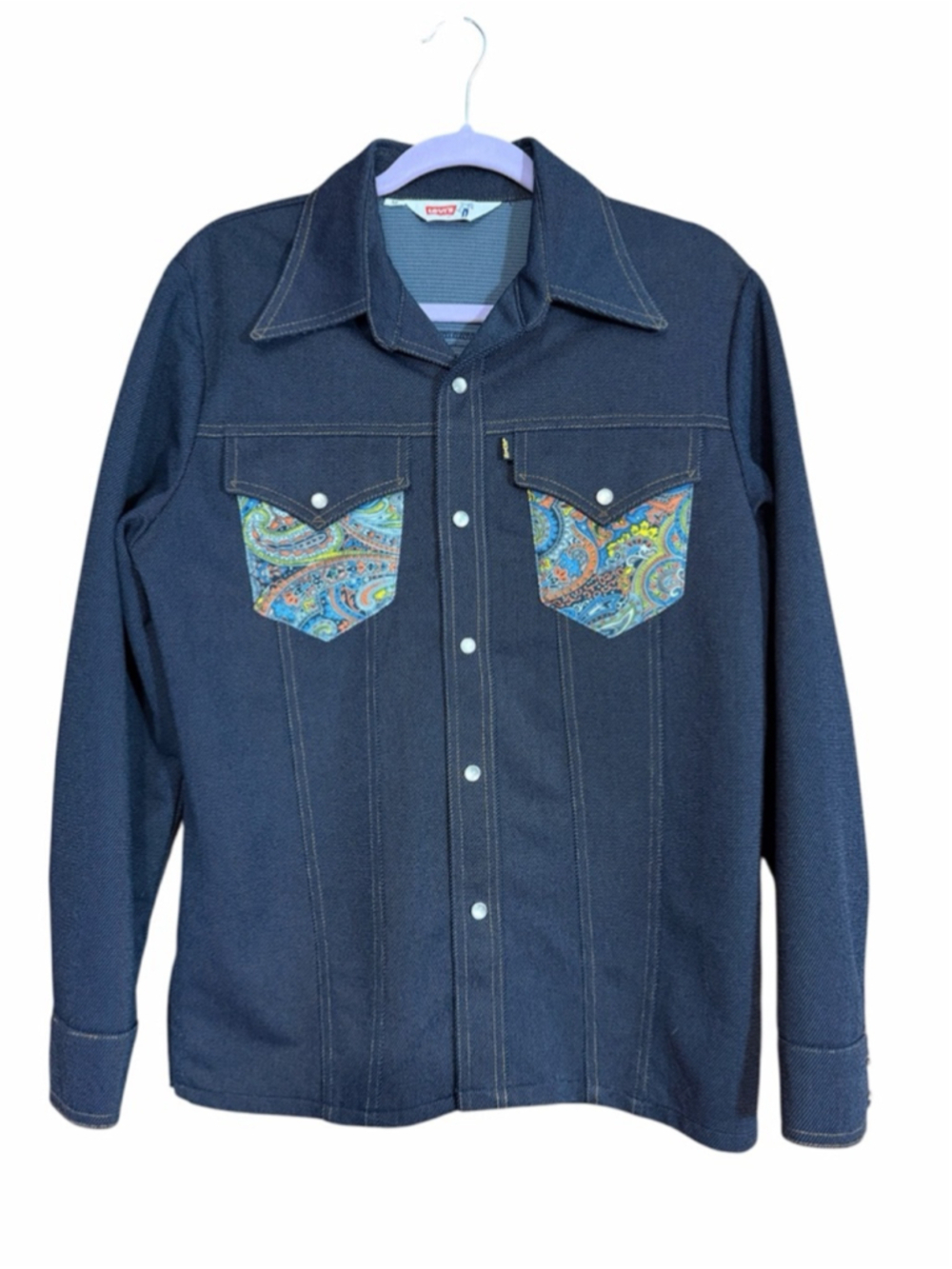 Levi’s vintage 70s western shirt paisley pockets pearl snaps size Medium